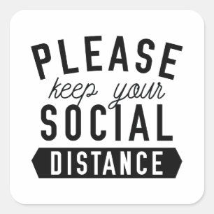 Sticker Carré Gardez votre distance sociale