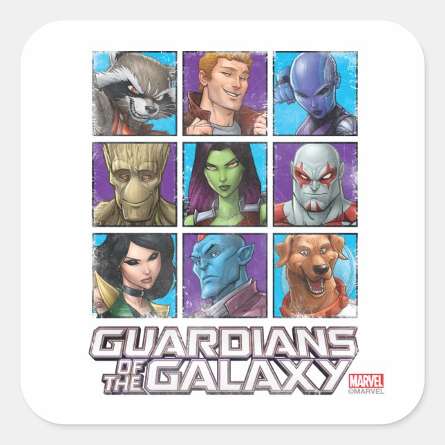 Sticker Carré Gardiens de la Galaxie | Grille d'équipage (Devant)