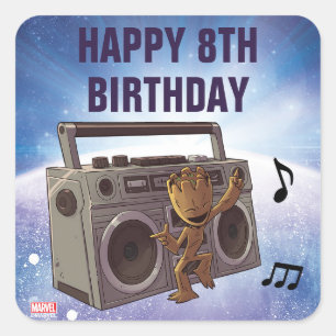 Sticker Carré Gardiens de la Galaxie - Groot - Anniversaire