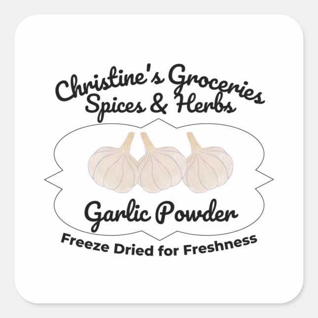 Sticker Carré Garlic Powder spice jar. (Devant)