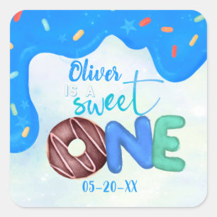 Sticker Carré GARY Sweet One Rose Frosting Premier anniversaire