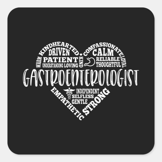 Sticker Carré Gastroentérologue, médecin GI, Gastro (Devant)
