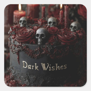 Sticker Carré Gâteau de célébration gothique noir orné