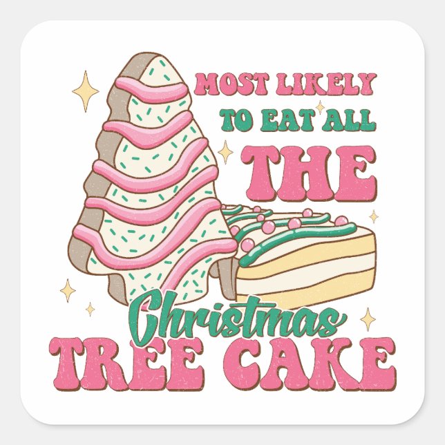 Sticker Carré Gâteau de Noël (Devant)