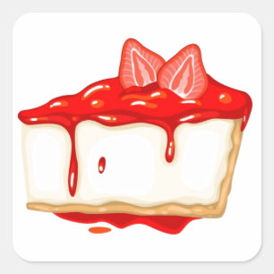 Sticker Carré Gâteau délicieux de gâteau au fromage de fraise