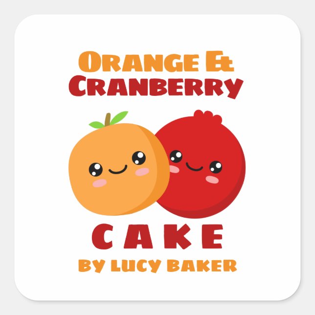 Sticker Carré Gâteau d'orange et de canneberge (Devant)