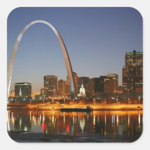 Sticker Carré Gateway Arch St Louis Mississippi à la nuit