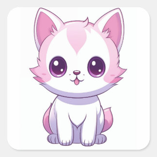 Sticker Carré Gatinho Kawaii
