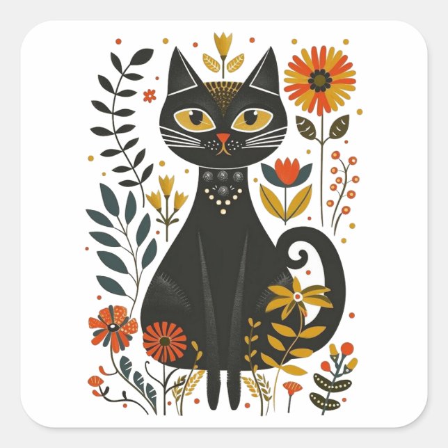 Sticker Carré Gatita mexicaine, (Devant)