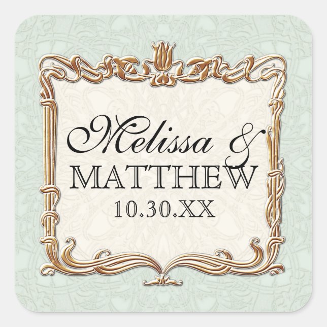 Sticker Carré Gatsby Art Déco Nouveau dentelle Faux Gold Tulip (Devant)