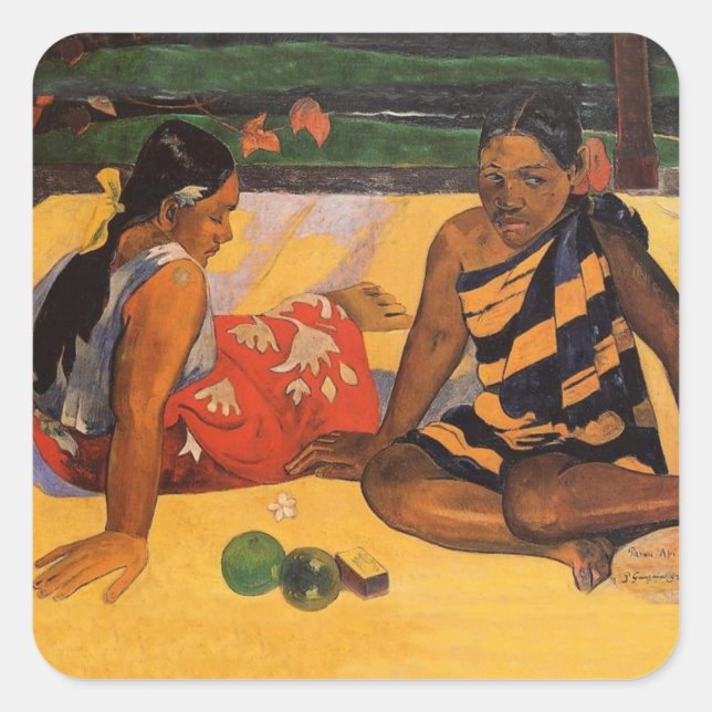 Sticker Carré Gauguin Polynésie Française Tahiti Femmes Peinture (Devant)