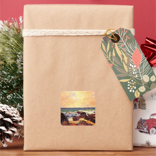 Sticker Carré Gauguin - Rocks and Sea, (vacances)