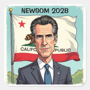 Sticker Carré Gavin Newsom pour le président politique