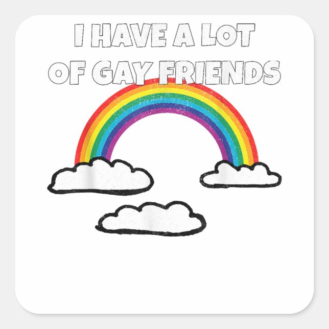 Sticker Carré Gay Friends LGBT Ally Rainbow Funny Gay pride (Devant)