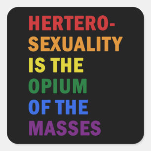 Sticker Carré Gay Lesbian Pride Vintage Rainbow Heart LGBT Love