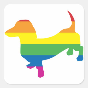 Sticker Carré Gay pride Dachshund/Wiener