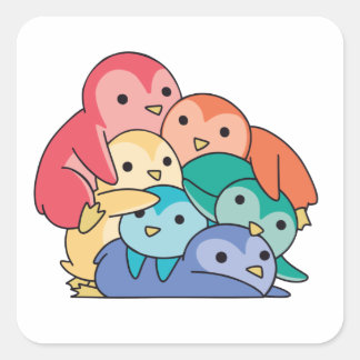 Sticker Carré Gay pride Drapeau arc-en-ciel Lgbtq Penguin Cute P