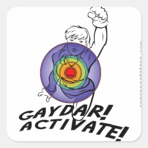 Sticker Carré Gaydar ! Activez ! Lesbienne d'arc-en-ciel