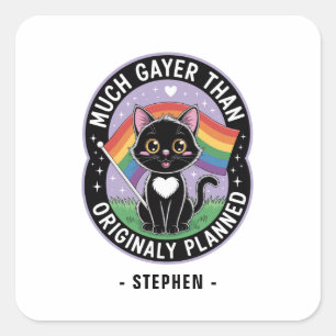 Sticker Carré Gayer beaucoup - Drôle mignon chat noir LGBTQ Prid