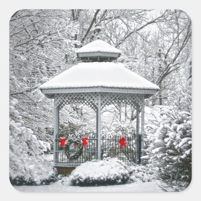 Sticker Carré Gazebo dans l'autocollant à neige (Devant)