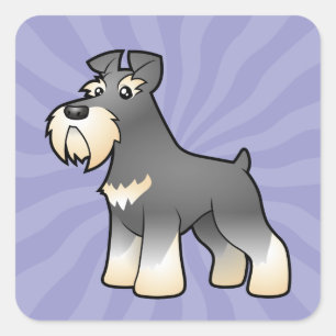 Sticker Carré Géant de dessin animé/Schnauzer standard/miniature