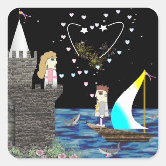 Sticker Carré Geek Love Old Game School Custom