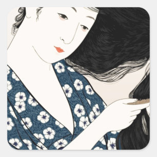 Sticker Carré Geisha Japon