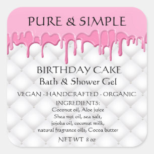 Sticker Carré Gel de bain gâteau d'anniversaire Douche produit a