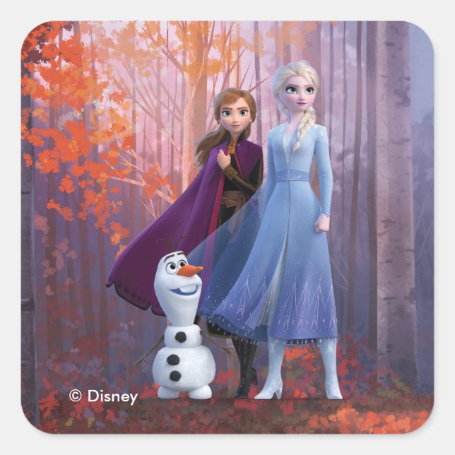 Sticker Carré Gelé 2| Anna, Elsa et Olaf (Devant)