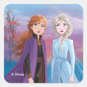 Sticker Carré Gelé 2  Anna et Elsa  Un voyage ensemble