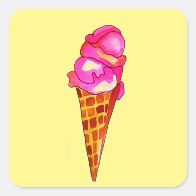 Sticker Carré gelée de crème glacée art alimentaire mignon (Devant)