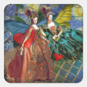 Sticker Carré Gemini gothique classique femme papillon Whimsical