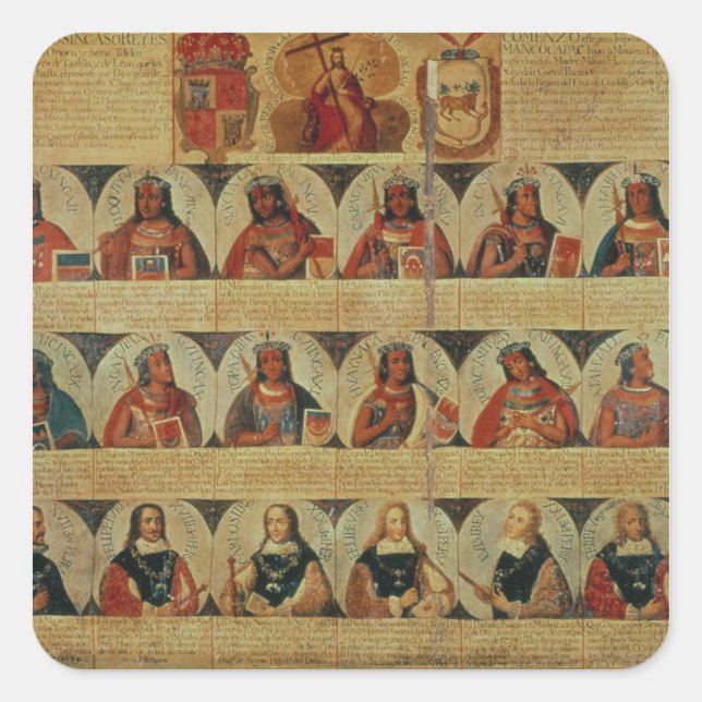 Sticker Carré Généalogie des dirigeants inca et de leur espagnol (Devant)