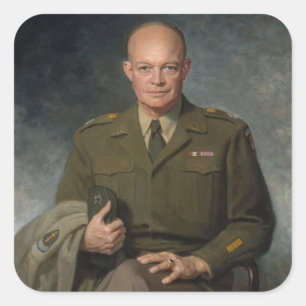 Sticker Carré Général Dwight Eisenhower Portrait peint 5 étoiles