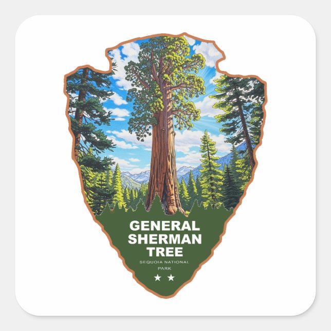 Sticker Carré General Sherman Tree Sequoia NP Arrowhead (Devant)