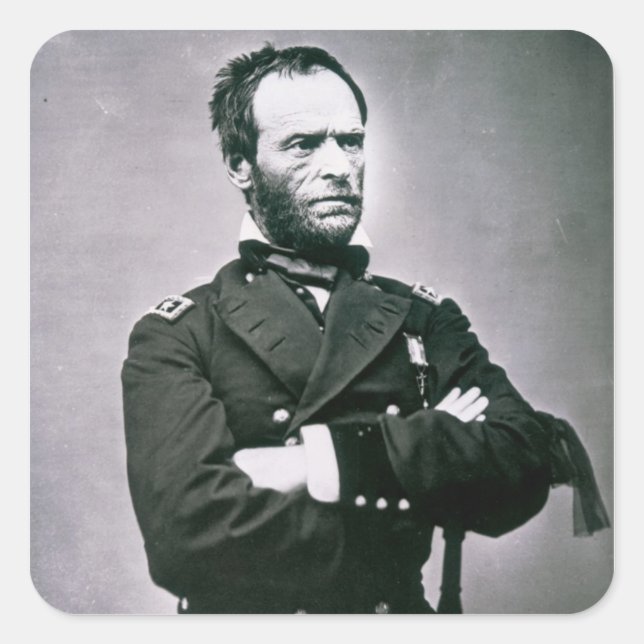 Sticker Carré Général William T. Sherman (1820-1891) (photo b/w) (Devant)