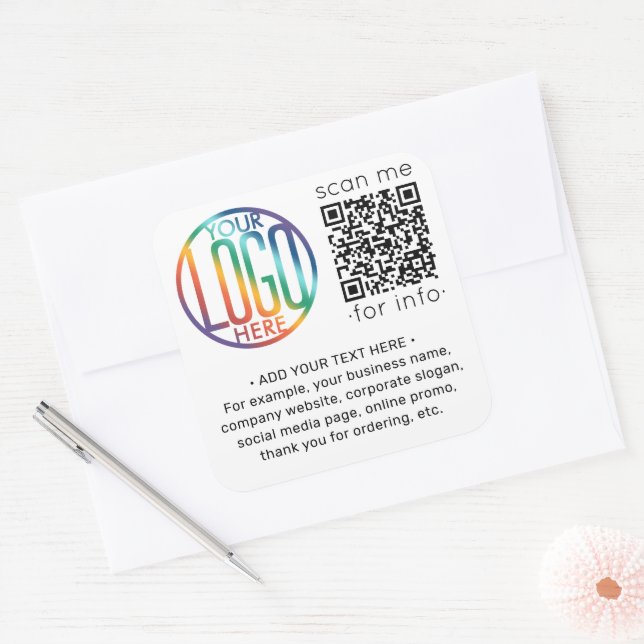 Sticker Carré Générateur de code QR et votre logo commercial (Enveloppe)