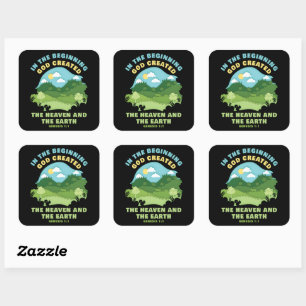 Sticker Carré Genèse 1:1 Au Début, DIEU Créé - Foi