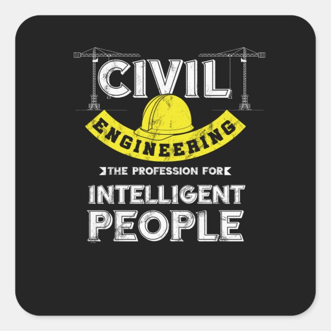 Sticker Carré Génie civil amusant gens intelligents (Devant)
