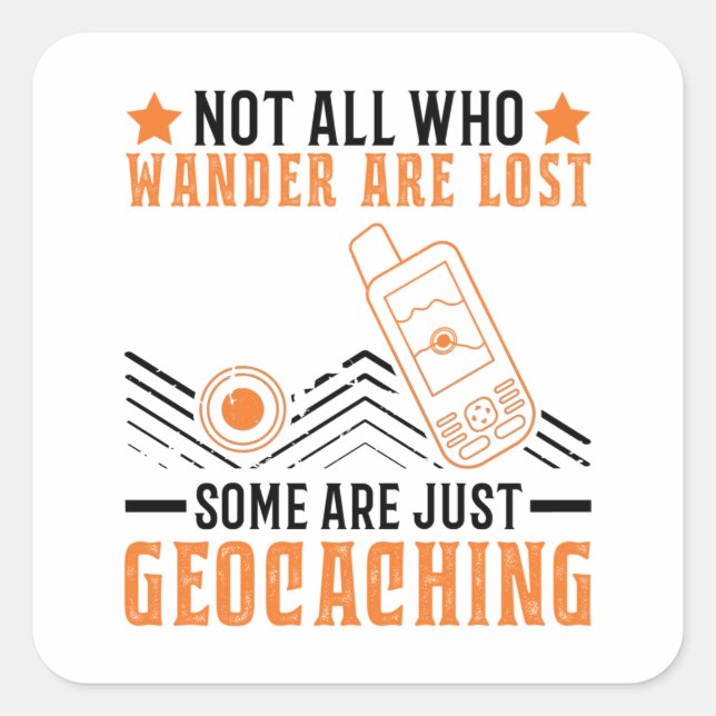 Sticker Carré Geocacher Geocache Geocache Géocaching Gps Tracker (Devant)