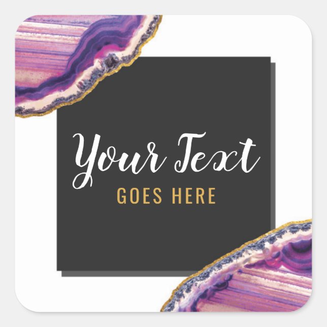 Sticker Carré Géode Agate Slice Gemstone Ultra Violet violet (Devant)