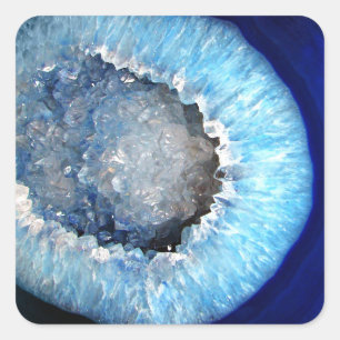 Sticker Carré Géode cristal bleu tombé