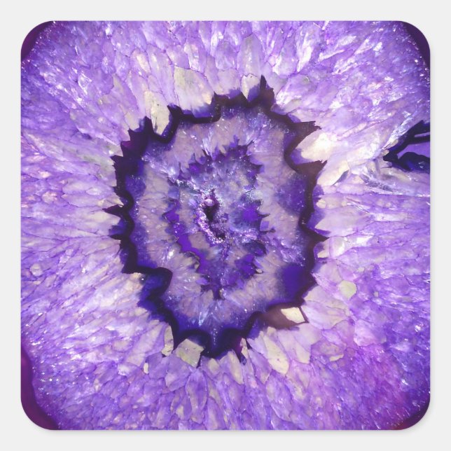 Sticker Carré Géode d'agate violet tombé (Devant)