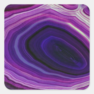 Sticker Carré Géode violet à perte