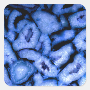 Sticker Carré Géodes Agate Quartz Bleu