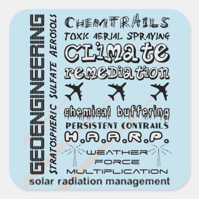 Sticker Carré Géoingénierie chimie aérosols toxiques (Devant)