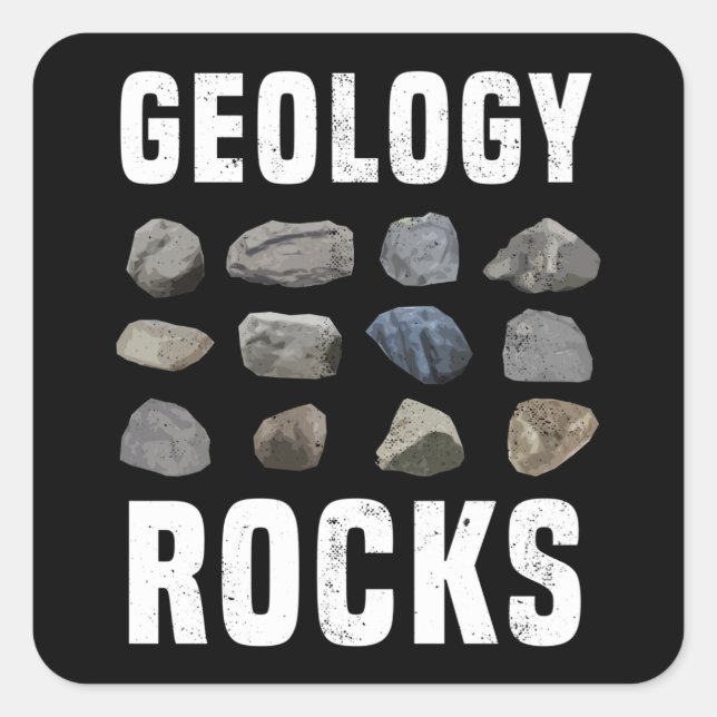 Sticker Carré Géologie Rocks Cadeau minéral pour géologue (Devant)