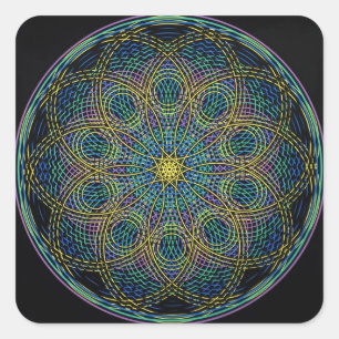 Sticker Carré Géométrie sacrée Mandala : Sincérité - Main tirée