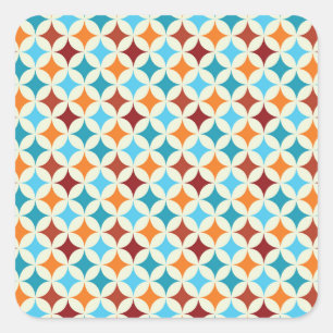Sticker Carré Géométrique stylé : Motif Vintage sans couture