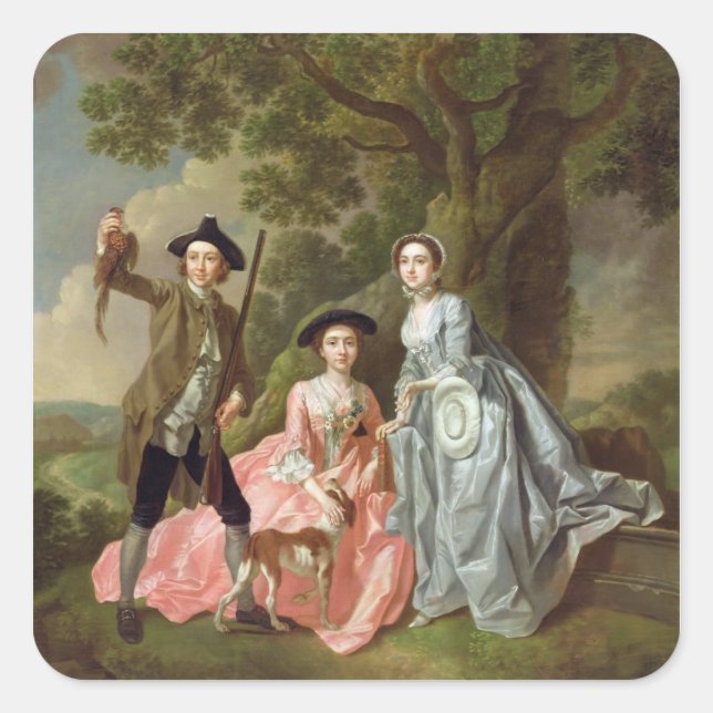 Sticker Carré George Rogers avec sa femme, Margaret et sa soeur (Devant)